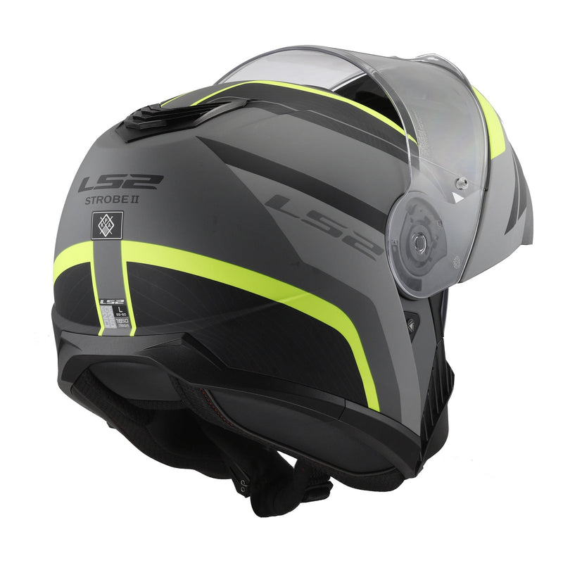 LS2 FF908 Strobe II Monza Flip Front Helmets - Matte Black / Hi-Vis Yellow 06 Size Medium 58cm