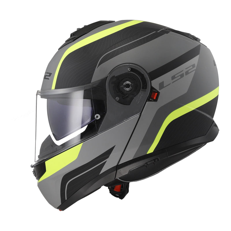 LS2 FF908 Strobe II Monza Flip Front Helmets - Matte Black / Hi-Vis Yellow 06 Size Small 56cm