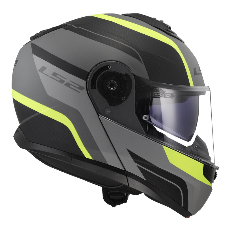 LS2 FF908 Strobe II Monza Flip Front Helmets - Matte Black / Hi-Vis Yellow 06 Size Medium 58cm