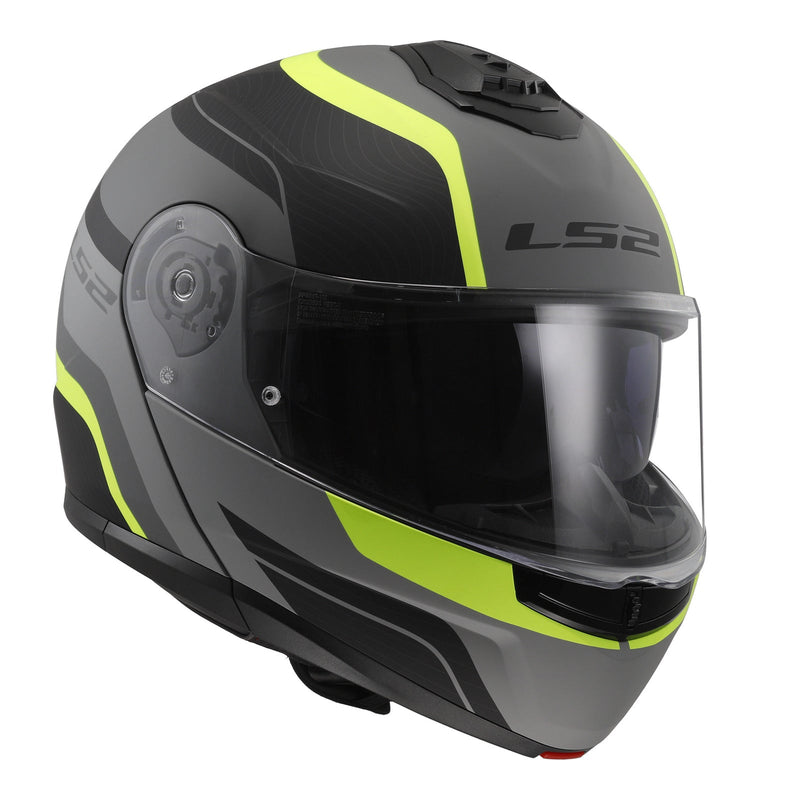 LS2 FF908 Strobe II Monza Flip Front Helmets - Matte Black / Hi-Vis Yellow 06 Size Small 56cm