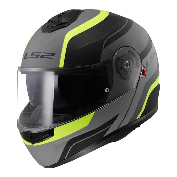 LS2 FF908 Strobe II Monza Flip Front Helmets - Matte Black / Hi-Vis Yellow 06 Size Small 56cm