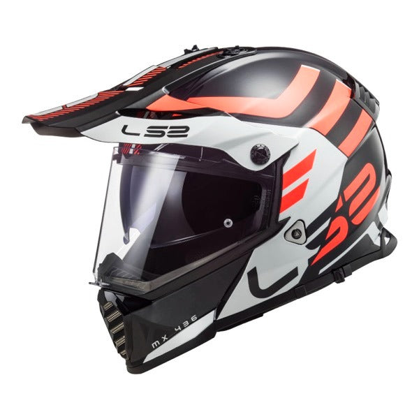 LS2 MX436 Pioneer Evo Adventure Helmet - Black / White Size Medium 57 58cm