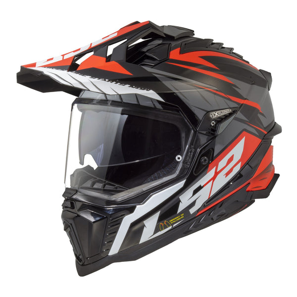 LS2 MX701 Explorer Spire Helmet - Black / Titanium / Red 06 Size Medium 58cm