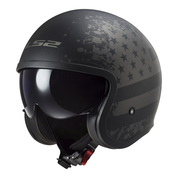 LS2 OF599 Spitfire II Flag Helmet - Matte Black 06 Size Medium 58cm