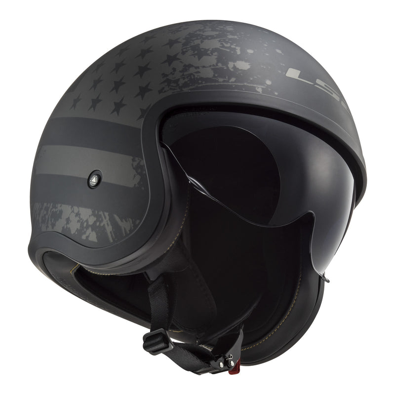LS2 OF599 Spitfire II Flag Helmet - Matte Black 06 Size Small 56cm