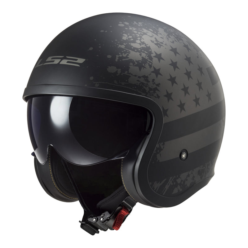 LS2 OF599 Spitfire II Flag Helmet - Matte Black 06 Size 2XL 64cm