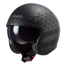 LS2 OF599 Spitfire Black Flag - Matte Black / Titanium Open Face Helmet Size XS 53cm 54cm