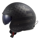 LS2 OF599 Spitfire Black Flag - Matte Black / Titanium Open Face Helmet Size XS 53cm 54cm