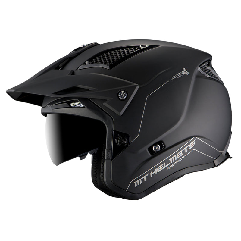 MT District SV Matt Black Open Face Helmet Size Large 60cm