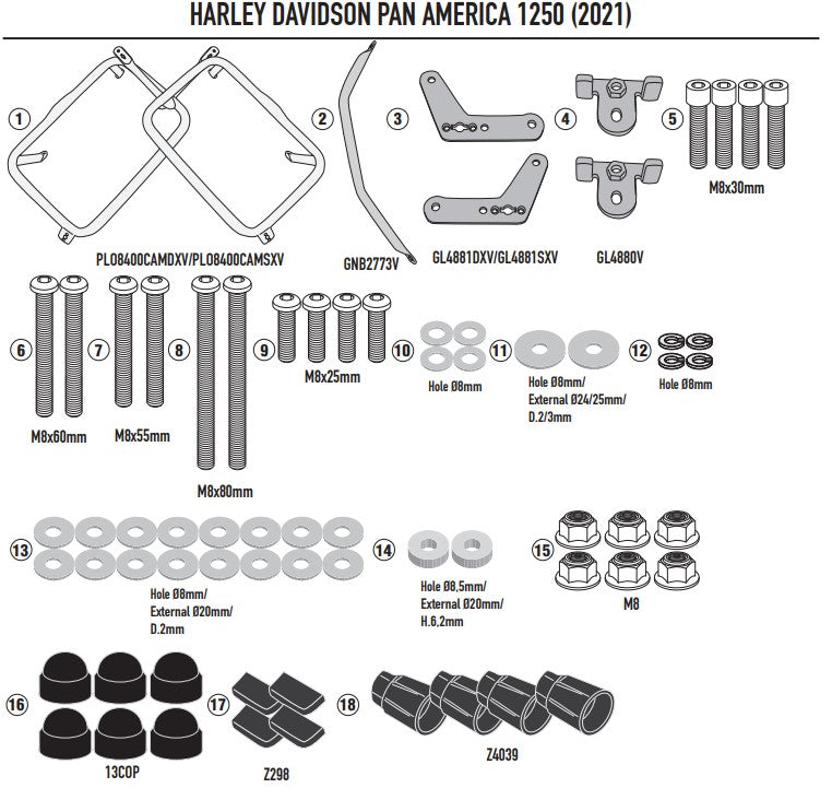 Givi Side Rack One-fit (obk) Harley Davidson Pan America 1250 '21-> - K PLO8400CAM