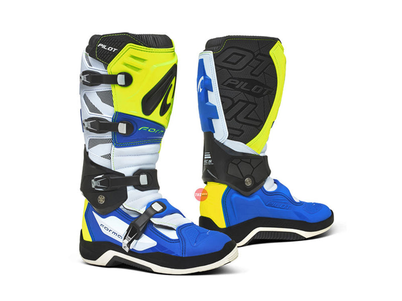 Forma Pilot Yellow Fluo / White / Blue Off Road Boots Size (EU) 45