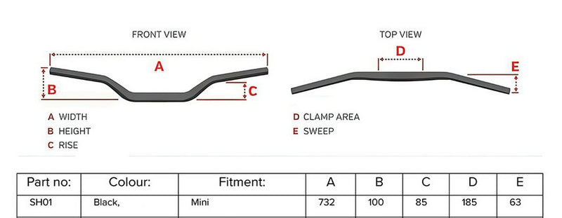 Artrax 22.2mm Alloy Handlebars Mini AL6061 Black