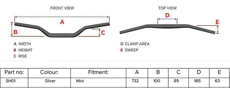Artrax 22.2mm Alloy Handlebars Mini AL6061 Silver