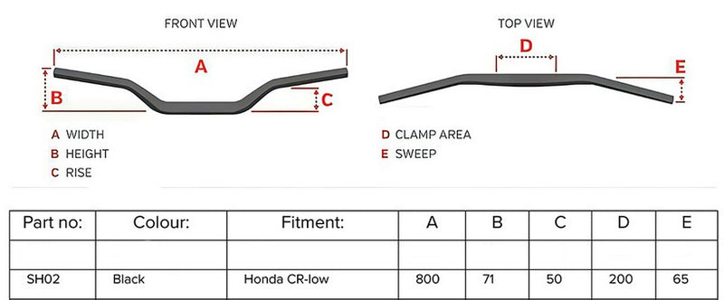 Artrax 22.2mm Alloy Handlebars CR Low AL6061 Black