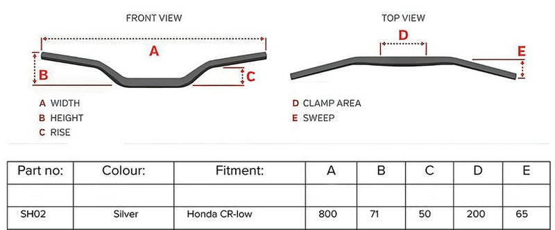 Artrax 22.2mm Alloy Handlebars CR Low AL6061 Silver