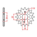 MTX Parts Spkt Front Oe Steel 1310 (428) 15T