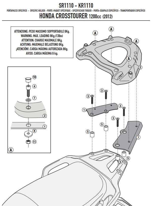 Givi Top Box Mounting Kit Monokey Honda Crosstourer VFR1200X '12- SR1110