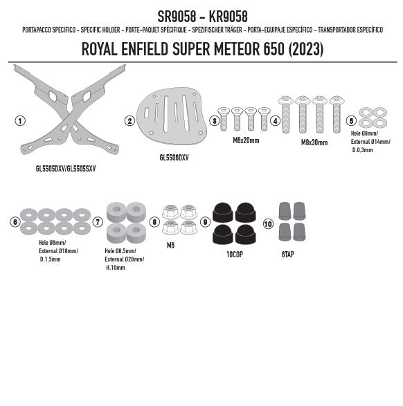 Givi Specific rear rack for MONOLOCK® or MONOKEY® top-case ROYAL ENFIELD > super meteor 650 (23 > 24) SR9058