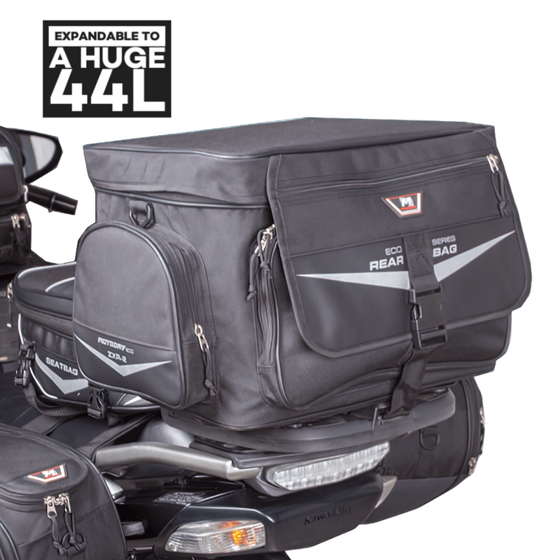 MotoDRY ECO-SERIES REAR-BAG BLK 'ZXR-2' 44L EXPANDABLE