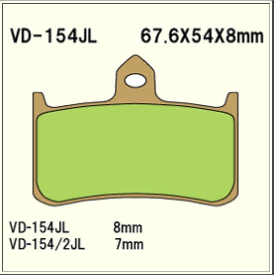 Vesrah Sintered Brake Pads VD154JL Alt: AX35187