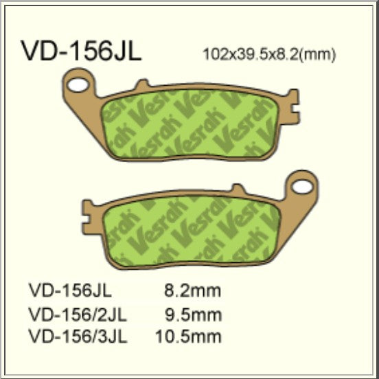 Vesrah Sintered Brake Pads VD156/2JL Alt: AX35196