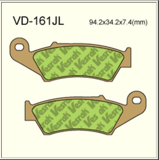 Vesrah Sintered Brake Pads VD161JL Alt: SD161 AX35185