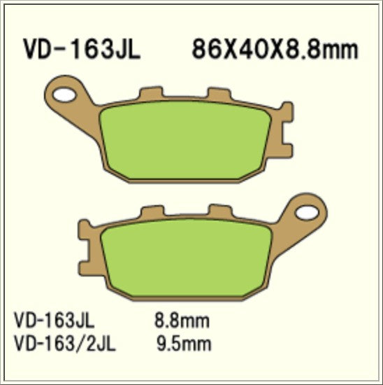 Vesrah Sintered Brake Pads VD163JL Alt: SD163 AX35174