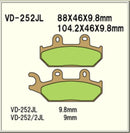 Vesrah Sintered Brake Pads VD252/2JL Front Left Wolverine