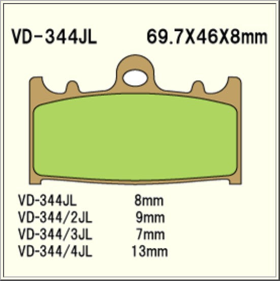 Vesrah Sintered Brake Pads VD344JL Alt: SD344 AX35158