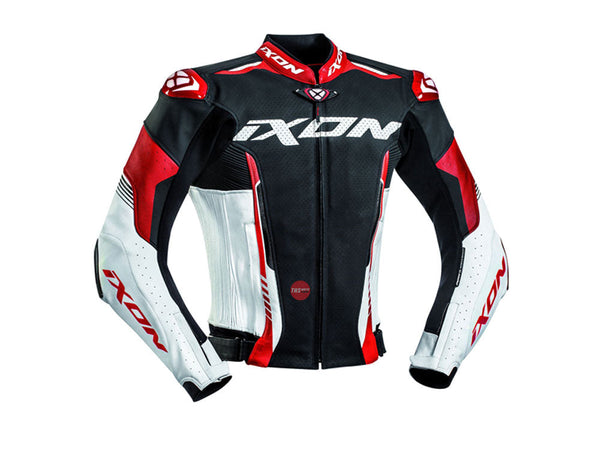 Ixon Vortex 2 Black White Red Leather Road Jacket Size Large