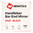 Whites Motorcycle Parts Handlebar Bar End Mirrors Pair - Hinged Black