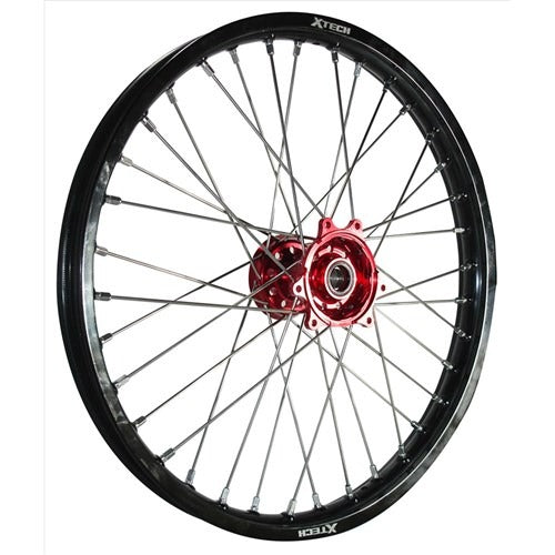 X-Tech Honda CR/CRF/X 1.6x21 Front Black Rim / Red Hub / Silver Spokes