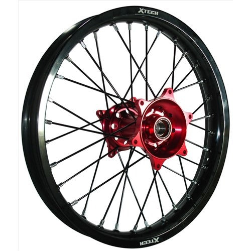 X-Tech Honda Late CRF 2.15x19 Rear Black Rim / Red Hub / Black Spokes