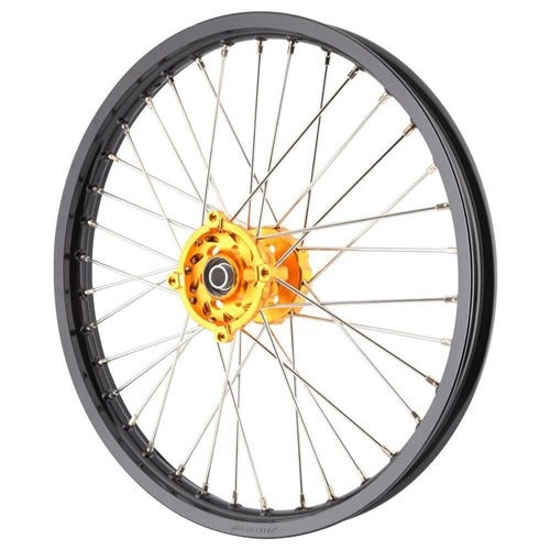 X-Tech Suz RMZ 1.6x21 Front Black Rim / Gold Hub / Black Spokes