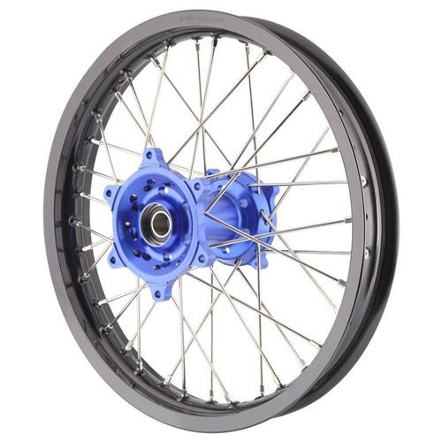 X-Tech MX Mini Wheel Rear YZ85/RM85 2002 Up Black Rim / Blue Hub / Silver Spokes 1.85x16