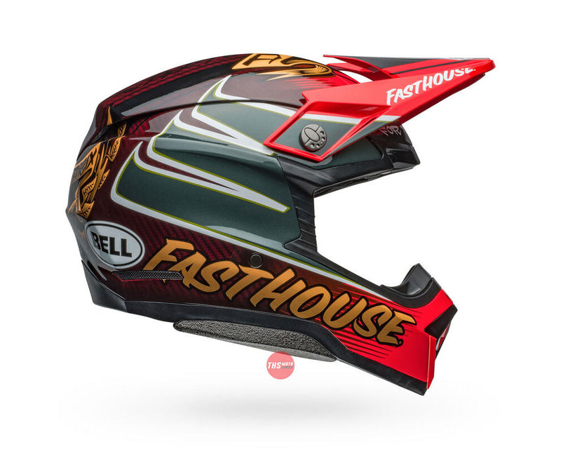 Bell MOTO-10 SPHERICAL Fasthouse DITD Gloss Red/Gold Off Road Helmet Size Medium 58cm