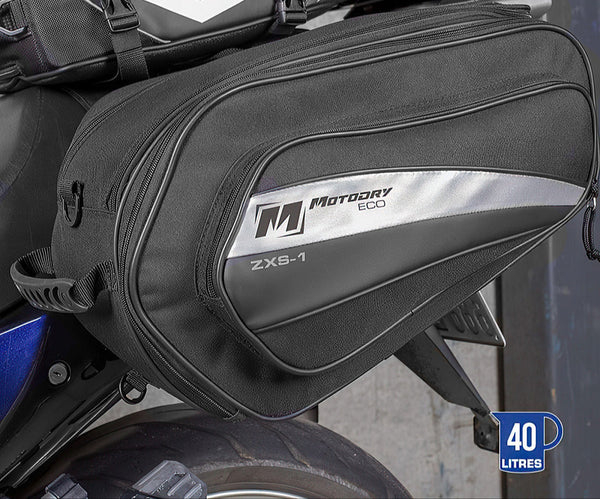MotoDry ZXS-1 Slant Saddle Bags Black