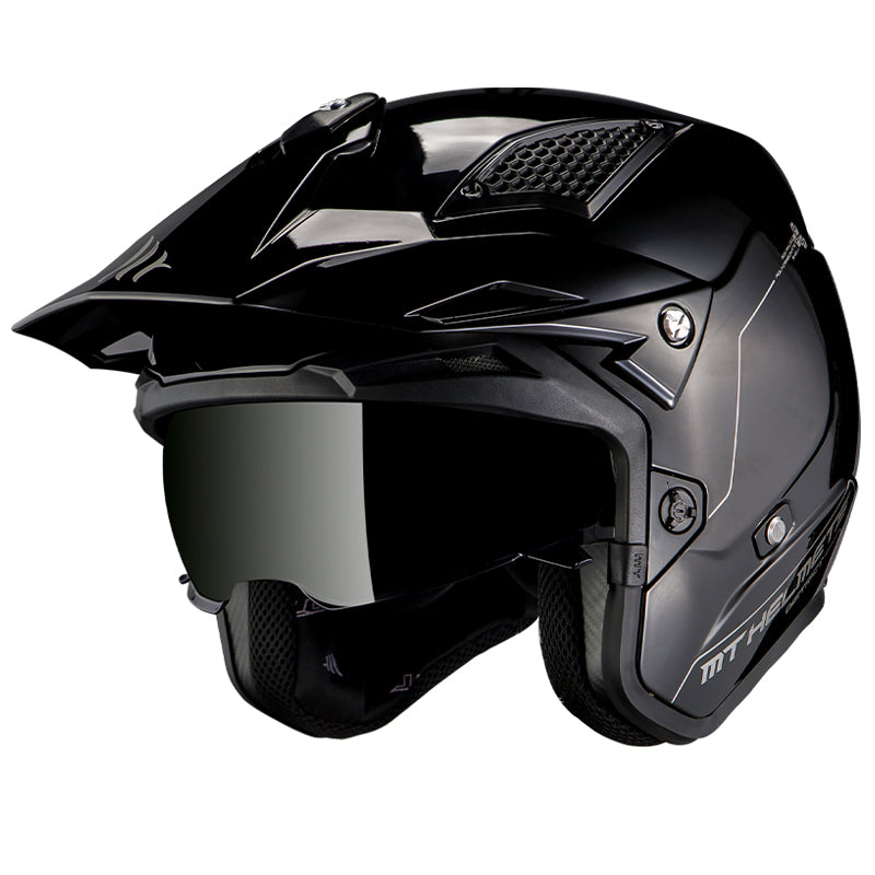 MT District SV Gloss Black Open Face Helmet Size Medium 58cm