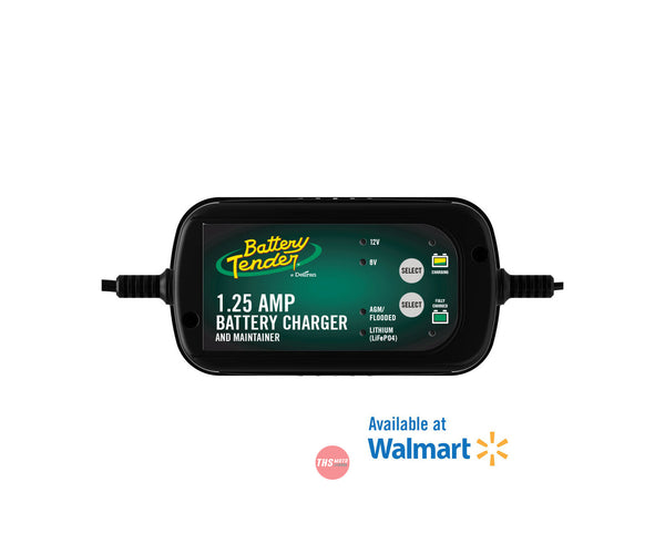 Battery Tender® 6V/12V, 1.25 Amp Lead Acid & Lithium Selectable Battery Charger - Available At Walmart 022-0200