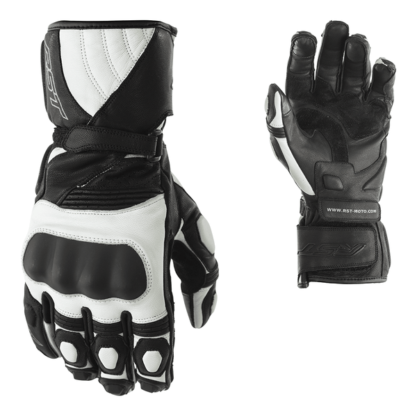 Rst Gt Ce Leather Gloves Black White 07 XS Extra Small
