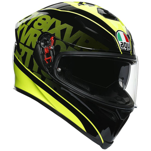 AGV K5 S Rossi Fast 46 58 ML Medium Large Black Hi Vis Yellow Helmet