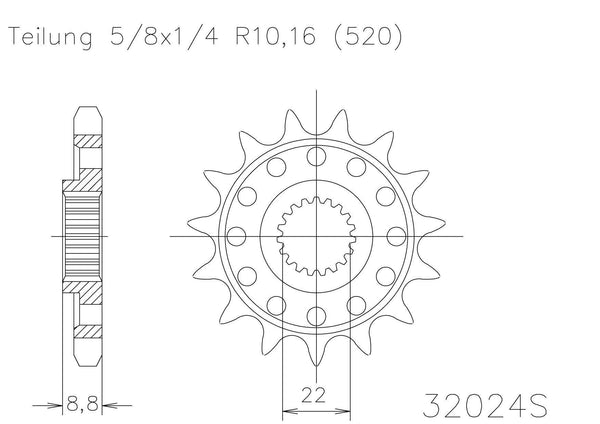 Moto Master Sprocket Front 14T 14 Tooth