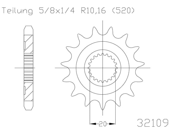 Moto Master Sprocket Front 14T 14 Tooth