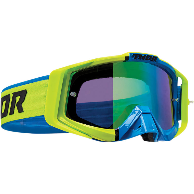 Thor Goggle MX Sniper Pro Divide Lime Blue { includes spare clear lens }