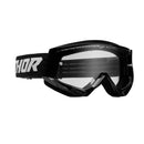 Thor MX S22 Youth Combat Goggles Solid Black/White with Clear Lens