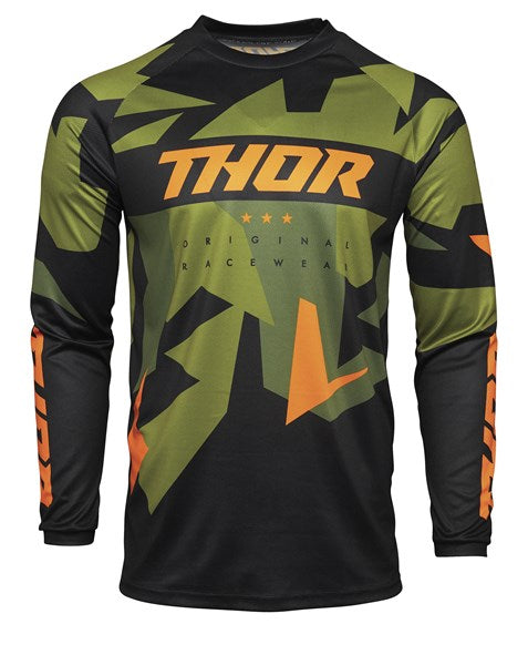 Thor Jersey Mx Sector L S21Y Warship Green Orange Youth Large