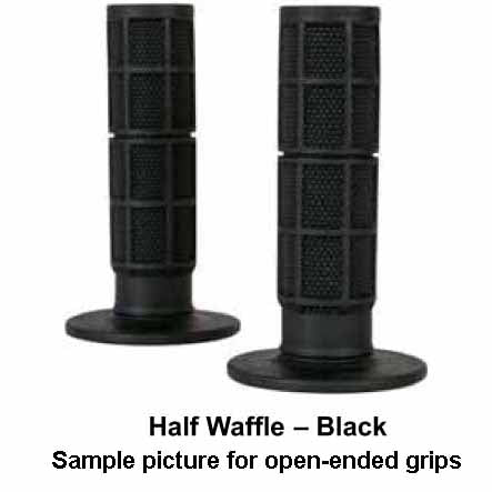 ON-7160902 - Oneal open ended (for ease of handguard installation) half waffle MX pro grips in black colourway