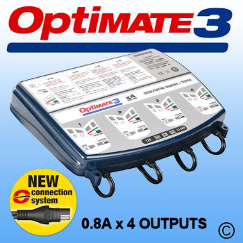Optimate 3x4 - 4-channel automatic battery optimiser for motorcycle sized batteries (recommended for AGM / MF, STD, GEL and spiral cell batteries from 3Ah to 50Ah)