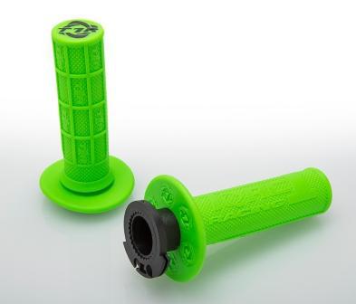 Torc1 Racing Defy Mx Lock On Grips 1/2 Waffle Soft Compound Includes 4 Stroke Throttle Cams Green