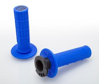 Torc1 Racing Defy Mx Lock On Grips 1/2 Waffle Soft Compound, Includes 2 Stroke & Mini Bike Throttle Cams Blue